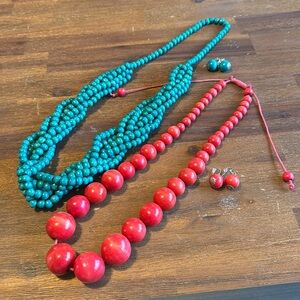 Gorgeous Wood Necklace and Earrings Sets